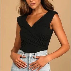 Lulu’s Style Upgrade Black Padded Shoulder Sleeveless Top